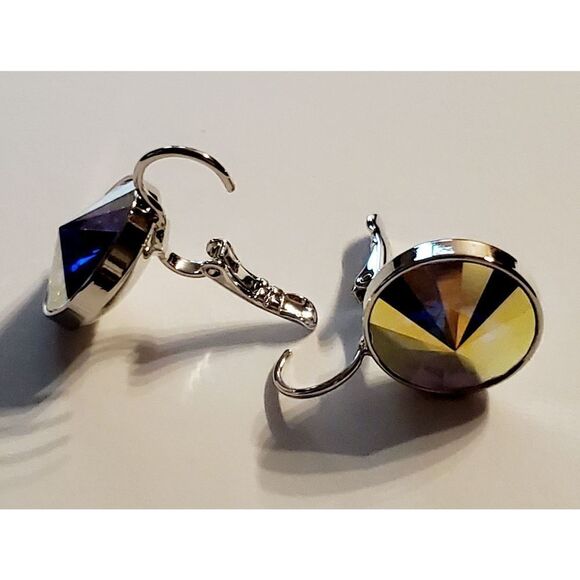 NWT! Swarovski Element Earrings Disco White Psychedelic. Gift Hippie. Sparkl… - Picture 3 of 5